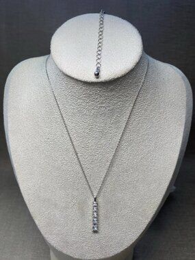 Authentic Swarovski Crystal Drop Pendant Necklace Adjustable 16-18” Swan Logo